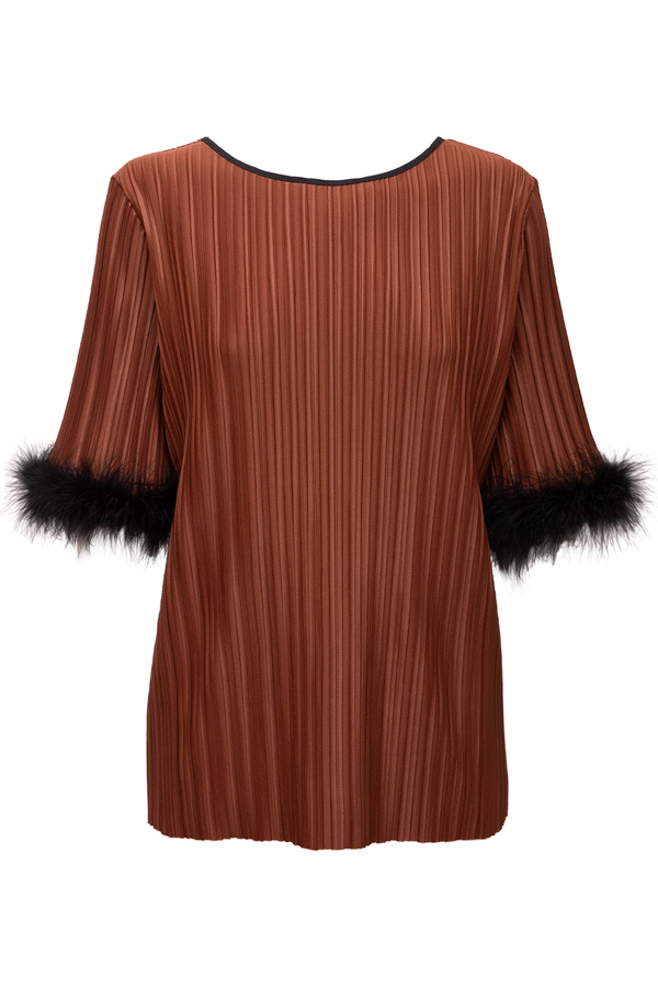 Lisa Pleated T-Shirt - Brown