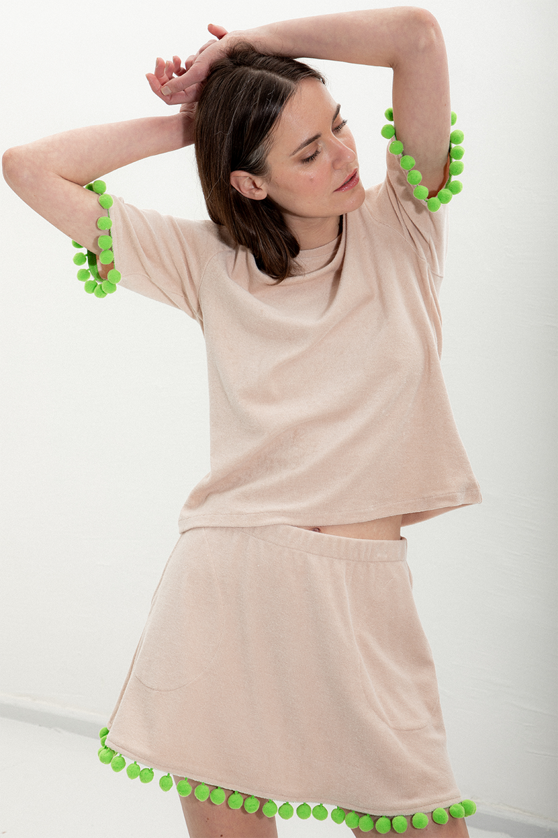 LAST ONE! - Lisa Skirt - Nude + Green