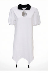 Anna Polo Suspender Dress - White+Black