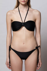 Gone Tanning Reversible Bikini Top - Black + Abstracat