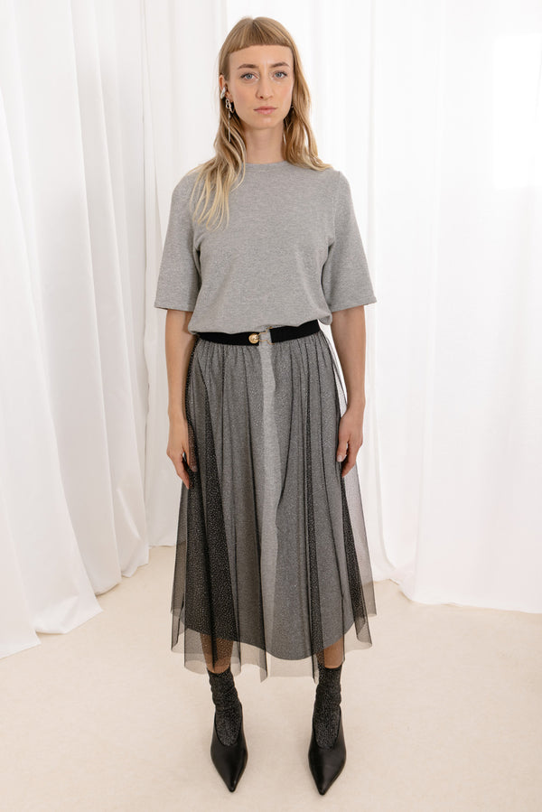 Jo Glitter Skirt - Black+Silver