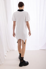 Anna Polo Suspender Dress - White+Black