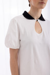 Anna Polo Suspender Dress - White+Black