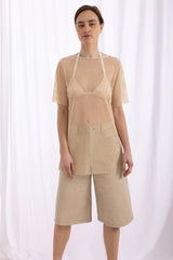 Sian Fishnet Dress - Nude