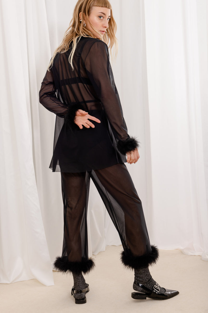Harriet Marabou Mesh Jacket - Black