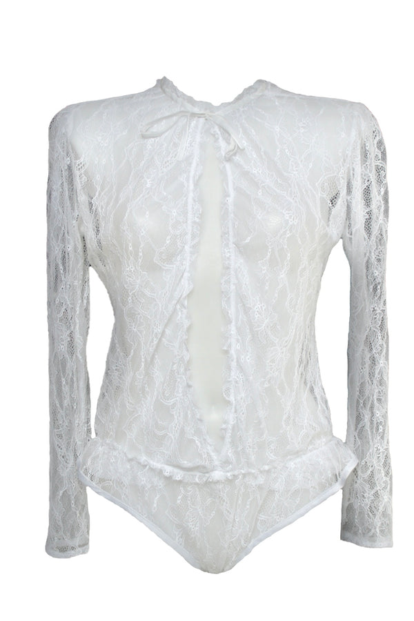 Susan Lace Body Long Sleeves - White
