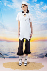 Anna Polo Suspender Dress - White+Black