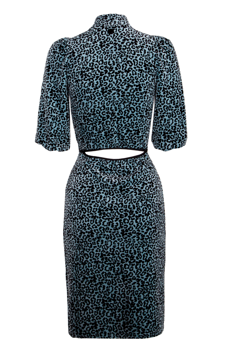 Last one - Iris Leopard Print Dress - Blue Kriss Soonik Last one - Iris Leopard Print Dress - Blue Kriss Soonik