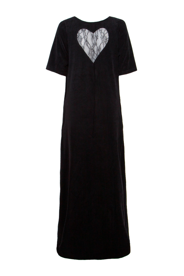 Heart Velour Dress - Black