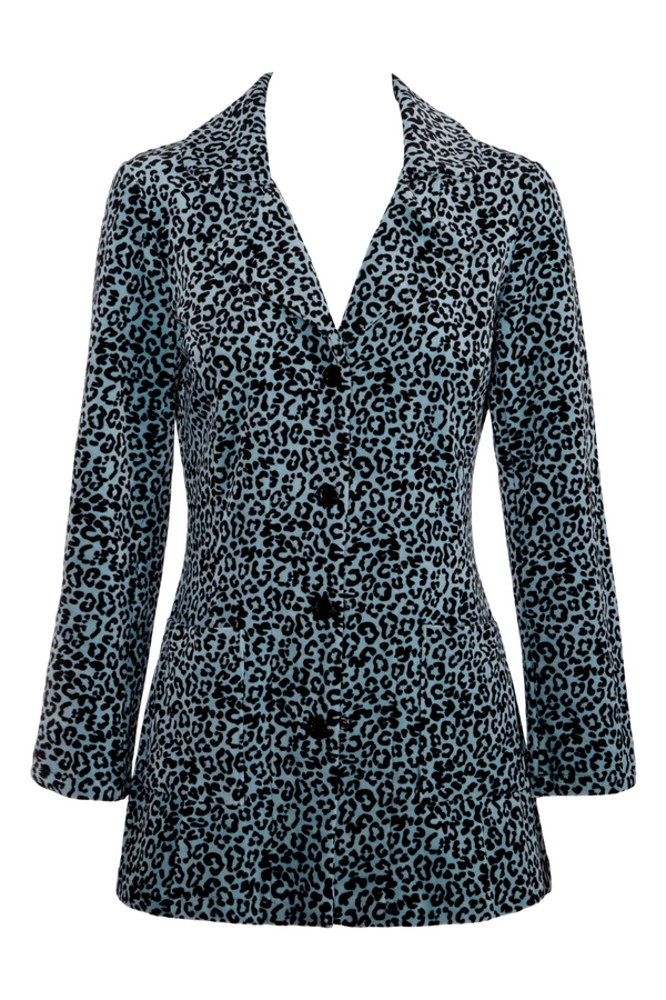 Iris Leopard Print Jacket - Blue
