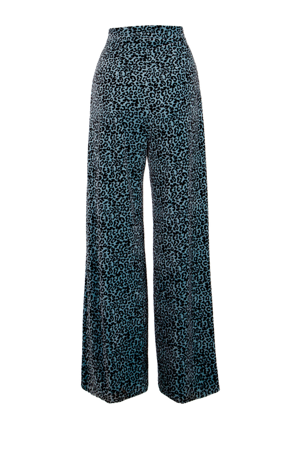 Iris Leopard Print Trousers - Blue