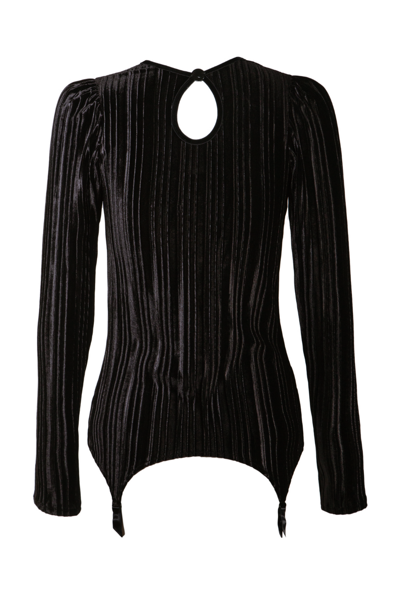 Krista Pleated Velvet Suspender Top - Black Kriss Soonik Krista Pleated Velvet Suspender Top - Black Kriss Soonik