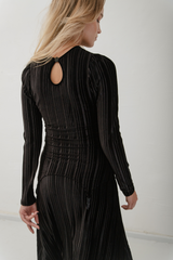 Krista Pleated Velvet Suspender Top  - Black