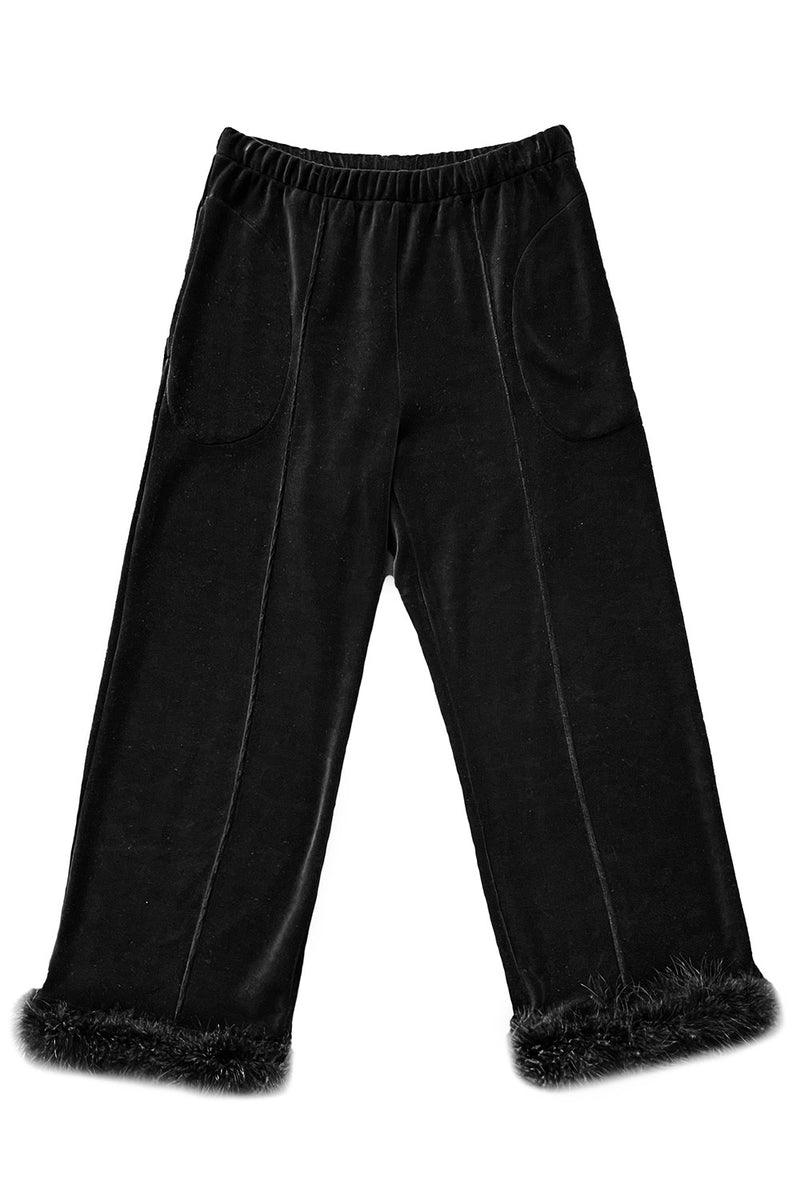 Anett Velour Trousers - Black