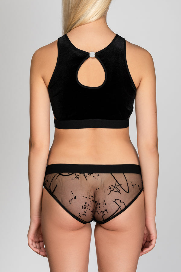 Ilona Velvet Bra - Black