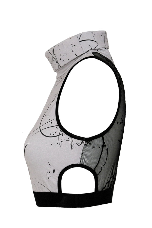 Egle Abstracat Bra Top - Grey/Black