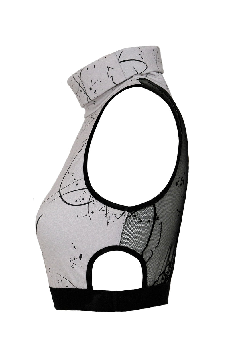 Egle Abstracat Bra Top - Grey/Black