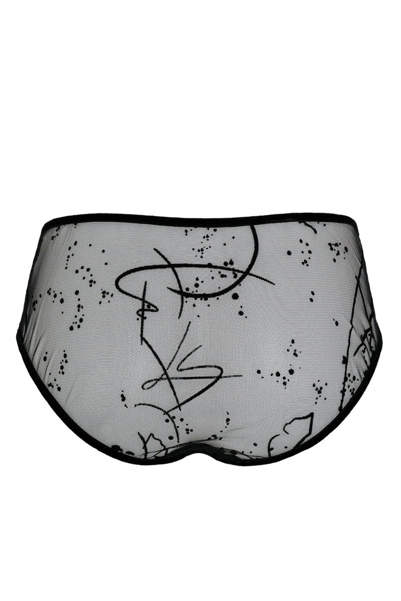 Lily Abstracat Tulle Knickers - Black