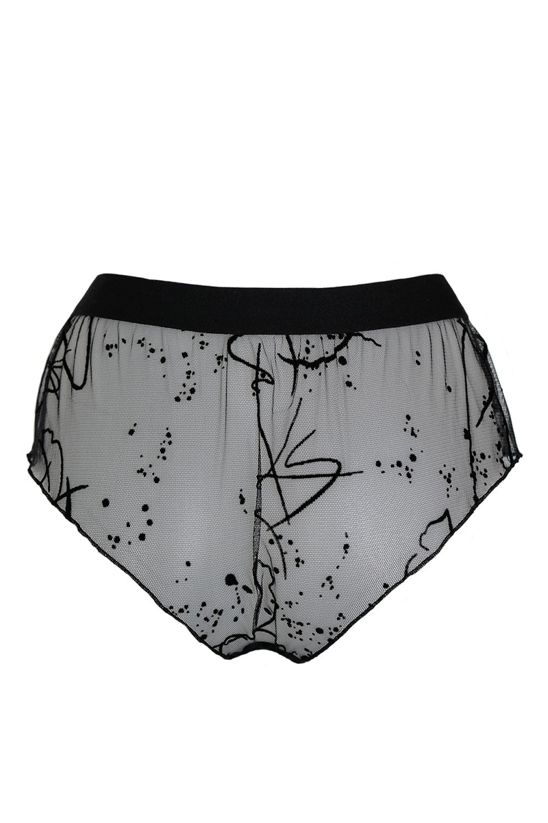Merilyn Abstracat Tulle Knickers - Black