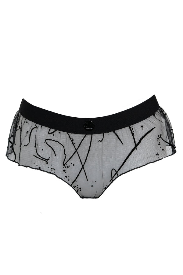 Merilyn Abstracat Tulle Knickers - Black