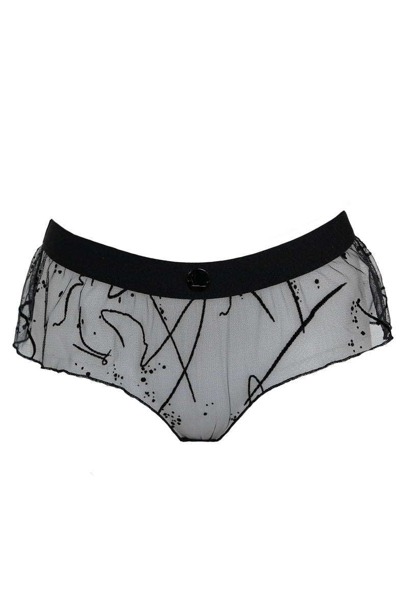 Merilyn Abstracat Tulle Knickers - Black